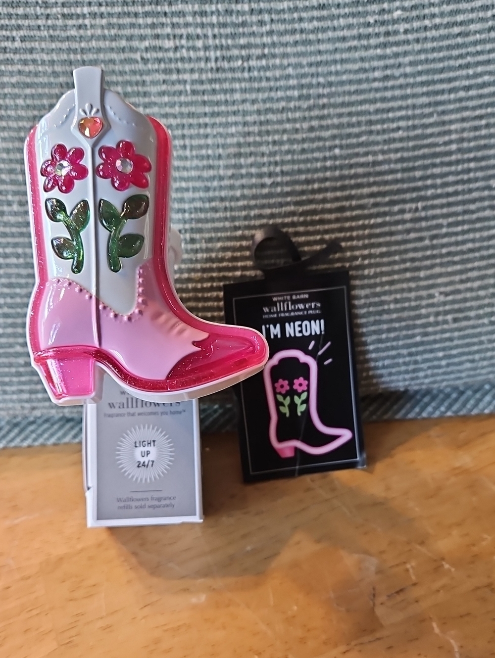 White Barn Neon Pink Floral Cowboy Boot Wallflower